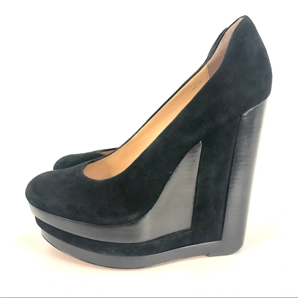 RACHEL ZOE Sz 10 Black Suede Eva Stacked Platform